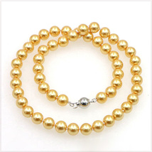 [NECKLACE] Golden Shell Pearll ビューティフル ゴールドパール 金色の真珠 養殖淡水真珠 ネックレス φ8x450mm (33g) 【送料無料】_画像2