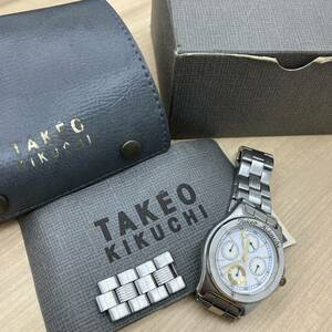 ●【売り切り】TAKEOKIKUCHI　タケオキクチ　 腕時計 - TK-2001 ボーイズ トリプルカレンダー 白　不動　余りごま有り