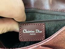 ■【売り切り】希少 未使用品 ChristianDior クリスチャンディオール ワンショルダー パイソン×カーフレザー ボルドー系_画像9