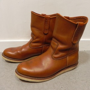 [9.5E used 08 year made ]USA made Red Wing 866pekos boots tea color Brown redwing leather boots prompt decision *h