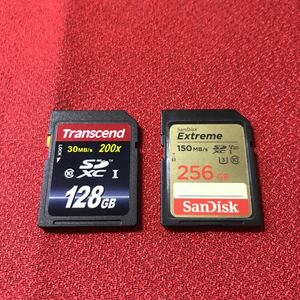 ☆1円〜Transcend Extreme SDカード 128GB 256GB 2枚まとめ 30,150MB/s 複数回使用済み【DR1】