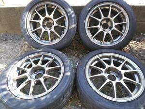 ウェッズスポーツ　Weds Sport　TC105N　15×7J　インセット＋20　PCD100　４本　中古　絶版　タイヤはディレッツアZ3の3部山