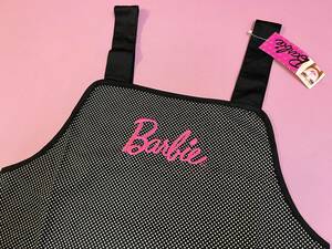 即決◆バービー　Barbie◆エプロン【M-L】新品タグ付き　ブラック　ロゴ刺繍　ドット　H型　レディース　カフェ　ガーデニング◆