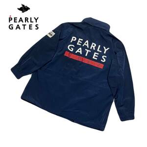 PEARLY GATES　パーリーゲイツ ゴルフ ナイロン ジャケット ネイビー デカロゴ　Ｌ〜ＸＬ相当