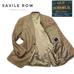 《美品》Savile Row セヴィルロウGuy Dormeuil ドーメルフランスの高級紳士服生地Dormeuilウール100％ 千鳥柄 ベージュ　Lサイズ