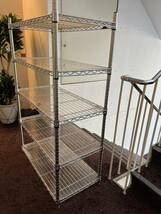 ホームエレクター メタルラック① Home ERECTA ホワイト 5段 90*45*140ｃｍ 透明プラスチック5枚付 飾り棚 収納 高さ調整可能_画像4