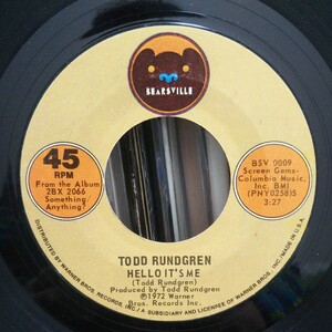 USオリジナル Todd Rundgren / Hello It's Me 