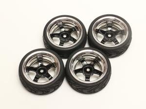 1/10 old car oriented * Raver tire collection included ending ultra deep rim chrome / black 5 spoke wheel 4 pcs set 