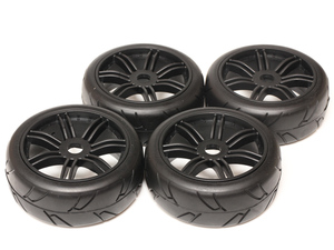 1/8 car for * onroad pattern * black spoke wheel / tire set x4ps.