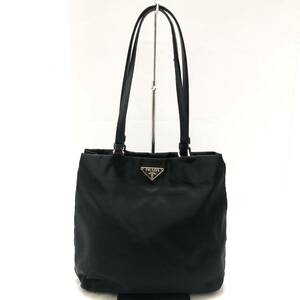 １円　一円　1オク　プラダ　PRADA　ハンドバッグ　ゴールド　プレート　レザー　バッグ　ブラック　