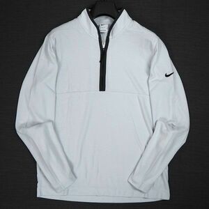 P838 新品 NIKE GOLF ナイキ ハーフジップ ゴルフ トップ シャツ Dri-FIT 軽量ニット L フォトンダスト/ダークスモークグレー