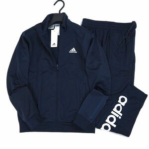 P830 新品 adidas アディダス 上下セット ビッグロゴ 裏起毛 ジャージ フルジップ ジャケット パンツ セットアップ L ネイビー