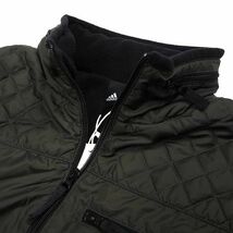 P940 新品 adidas アディダス ３ストライプス 裏起毛 2WAY フルジップ ウーブン ジャケット ウインドブレーカー ゴルフ 2XL オリーブ_画像9