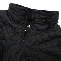 P940 新品 adidas アディダス ３ストライプス 裏起毛 2WAY フルジップ ウーブン ジャケット ウインドブレーカー ゴルフ 2XL ブラック_画像9