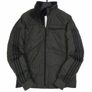 P940 新品 adidas アディダス ３ストライプス 裏起毛 2WAY フルジップ ウーブン ジャケット ウインドブレーカー ゴルフ 3XL オリーブ