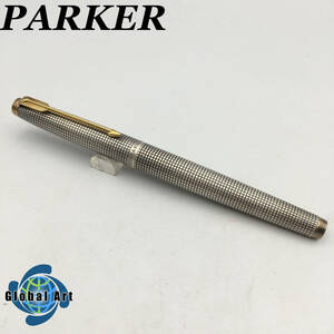 ★D11256/PARKER パーカー/万年筆/STERLING SILVER スターリング シルバー/ペン先 14K/シルバー×ゴールド