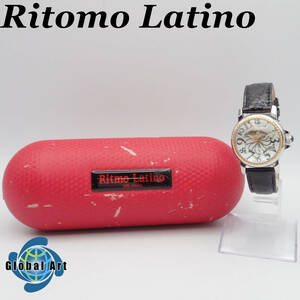 う11132【美品】Ritmo Latino リトモラティーノ/クオーツ/メンズ腕時計/数字/文字盤 ホワイト/ケース付