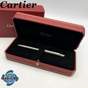 ★D12203【美品】Cartier カルティエ/ボールペン/サントス ドゥ カルティエ/シルバー/箱付/筆記OK