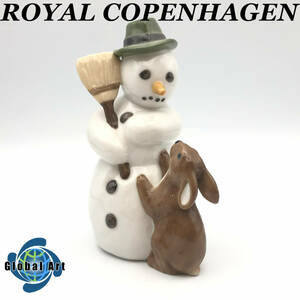 ★D11307/ROYAL COPENHAGEN ロイヤルコペンハーゲン/フィギュリン/雪だるま スノーマン/ウサギ/高さ 約13.7㎝/欠け有