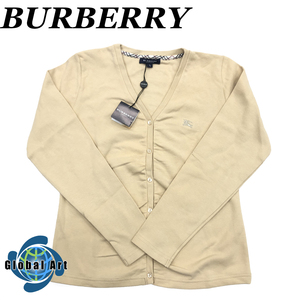 ●11C410【未使用保管品】BURBERRY バーバリー/カーディガン/トップス/ノバチェック/ロンドン/コットン/綿/ベージュ/茶/L