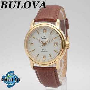 え01074【美品】BULOVA ブローバ/クラシック/自動巻/メンズ腕時計/21石/裏スケ/文字盤 ホワイト/BVC303