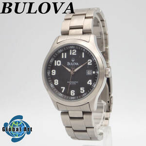 え01076/BULOVA ブローバ/自動巻/メンズ腕時計/数字/チタン/文字盤 ブラック/BVM003