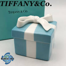 ★D12263【未使用保管品】TIFFANY&Co. ティファニー/小物入れ/ミニブルーボウボックス/ブルーボックス/ブルーリボン/約5㎝×約5.5㎝/箱付_画像1