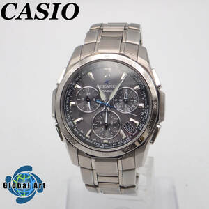 え01129/CASIO カシオ/オシアナス/電波ソーラー/メンズ腕時計/マルチバンド5/チタン/クロノグラフ/文字盤 グレー/OCW-S1000