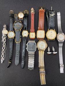 ☆★3203A 時計 おまとめ11個 カフス 腕時計 TISSOT/RADO/SEIKO/シチズン 等 未選別 ジャンク　長期保管品☆★