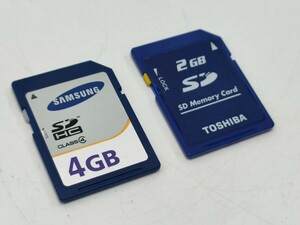 管理1143 SAMSUNG サムスン TOSHIBA 東芝 SDカード メモリーカード 4GB 2GB 2つセット 未チェック