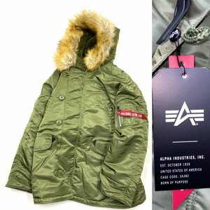 ★新品★ALPHA INDUSTRIES アルファインダストリーズ N-3B フライトジャケット ファー付き 定価3.3万 20024-403 カーキ L