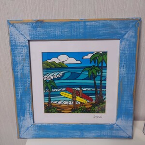 Art hand Auction HeatherBrown Painting Framed Surfboard Sea Interior Framed, art supplies, picture frame, others