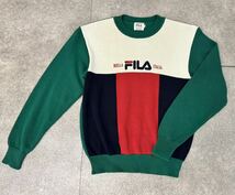 激レア 希少 美品 FILA golf 90s vintage ロゴ 刺繍 イタリアン トリコロール カラー コットン ニット セーター 40 フィラ ゴルフ 90年代_画像5