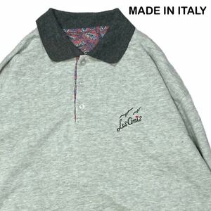 ★ 90s イタリア製 ハーフボタン 襟付き スウェット トレーナー ペイズリーサイズ約L グレー★古着supreme stussy ビンテージ ラコステ