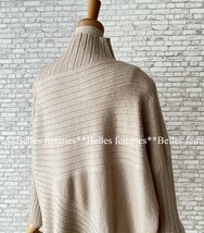 ★Belles*★送料185円★新品M～L*お洒落が決まるアシンメトリー*秋冬シンプルニット*個性的デザイン*リブハイネックニット066C*beige*TRUBE_画像8