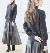 ★Belles*★送料185円★新品★ぷっくりパールふんわりお袖*ふっくらと暖かく包み込んでくれる起毛ニット*プルオーバー471M～L*TRUBE*_画像2