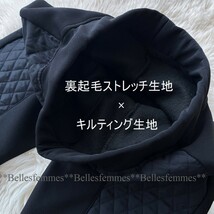 ★Belles*★送料185円★新品L～LL★キルティング切替*美脚暖かパンツ*裏起毛ストレッチ*ストレートパンツ*110ブラック*ポケット付 レギンス_画像3