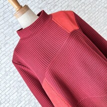 ★送料185円★【新品LL/XL】ウエストインもたつかない*ステッチ＆ピーチスキン*スカートにも♪パンツにも♪２Lリブニットチュニック71238赤_画像3