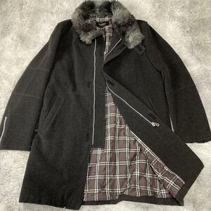 美品 希少BURBERRY BLACK LABEL コート　ファー付　カシミヤ混