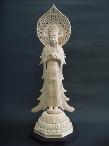 Art hand Auction Buddhistische Skulptur des Ausstellers Kuse Kannon Statue Holzschnitzerei Handgemachte buddhistische Kunst Kunst Buddha Kunst Buddha Statue, Skulptur, Objekt, Orientalische Skulptur, Buddhistische Statue