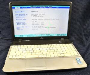 起動確認のみ(ジャンク扱い) 富士通 LIFEBOOK A531/D CPU:Core i-2520M RAM:4G HDD:無し (管:KP217