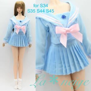 ＊La neige＊1/6 TBleague S34 S35 S44 S45 【やや難あり】セーラー服セット 水色 ☆ TBリーグ ファイセン 衣装 服 コスプレ 制服