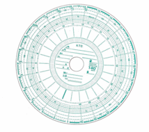 タコグラフチャート紙　1日（26時間）140km（中心穴丸型）小芝記録紙 M26-140K（100枚入り）_画像1