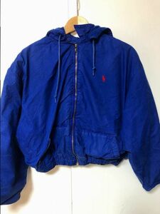 ☆Polo Ralph Lauren ラルフローレン ジャンパー ジップアップ パーカー 裏ボア ポニーロゴ US古着 BOYS【L】ブルー　　◆81812◆