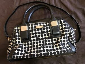 土・日SALE！ kate spade ケイトスペード キャンバス エナメルレザー ハンドバッグ ショルダーバッグ 2way