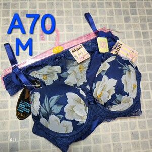 1円スタート　●AC-71　新品　A70　M　ブラジャー＆ショーツセット　花柄プリント　豪華