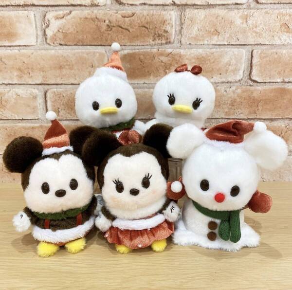 ディズニーストア クリスマス うるぽちゃちゃん 5点セット *お顔お任せでお願いします* ミッキー ドナルド 雪だるま ミニー デイジー
