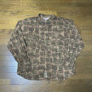 21AW TENDERLOIN PRINT FLANNEL SHT AS BROWN KHAKI テンダーロイン フランネル シャツ アブストラクト Mサイズ ブラウン