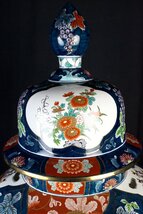 有田焼 金龍堂 博山作 花鳥図御所車 沈香壺 高約116.5cm 沈香壷 沈降壺 細密造 飾壺 【18D30】_画像4