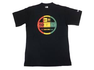 【送料無料】新品NEW ERA Tシャツ Visor Sticker Mサイズ ニューエラ ストリート CAP キャップ レゲエ HIP HOP REGGAE 半袖 黒×ラスタ 3